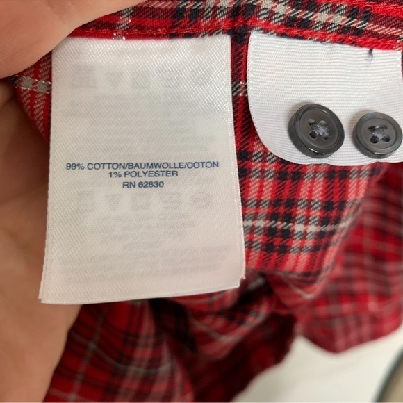 Lands End Women’s Plaid Red Blouse Size 16 Button - Picture 4 of 5